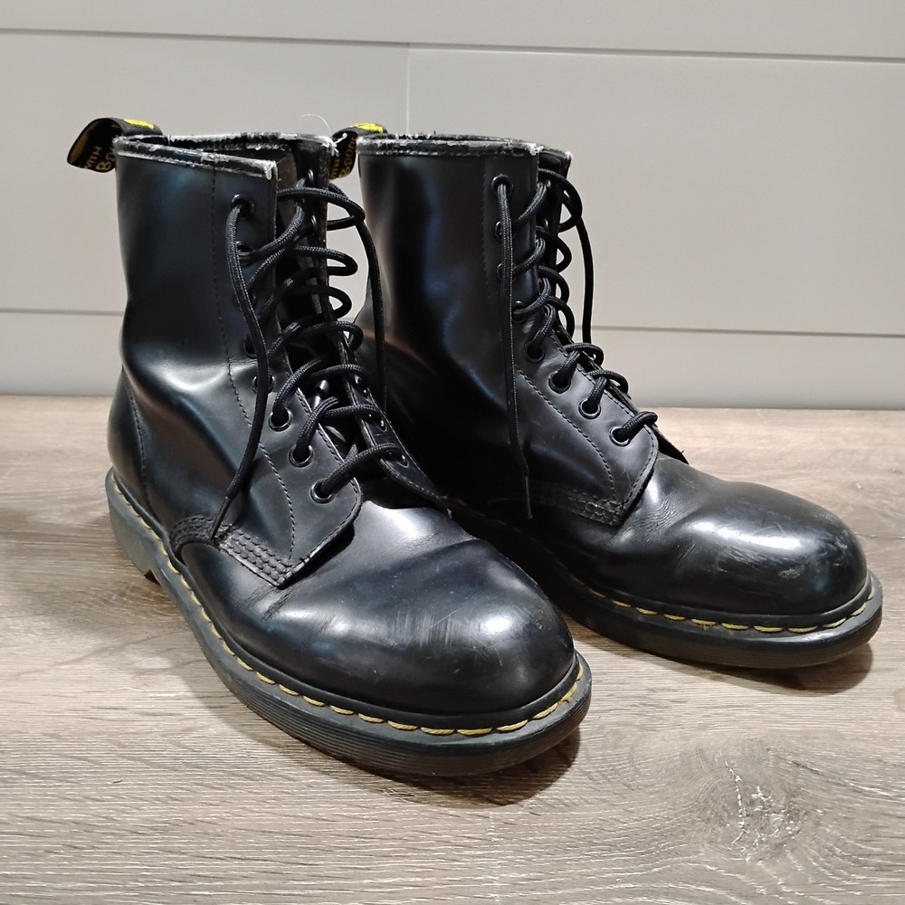 Doc Marten Boots 10M Black 1460 Air Wair Military Gothic Grunge Emo Punk Rock Dr